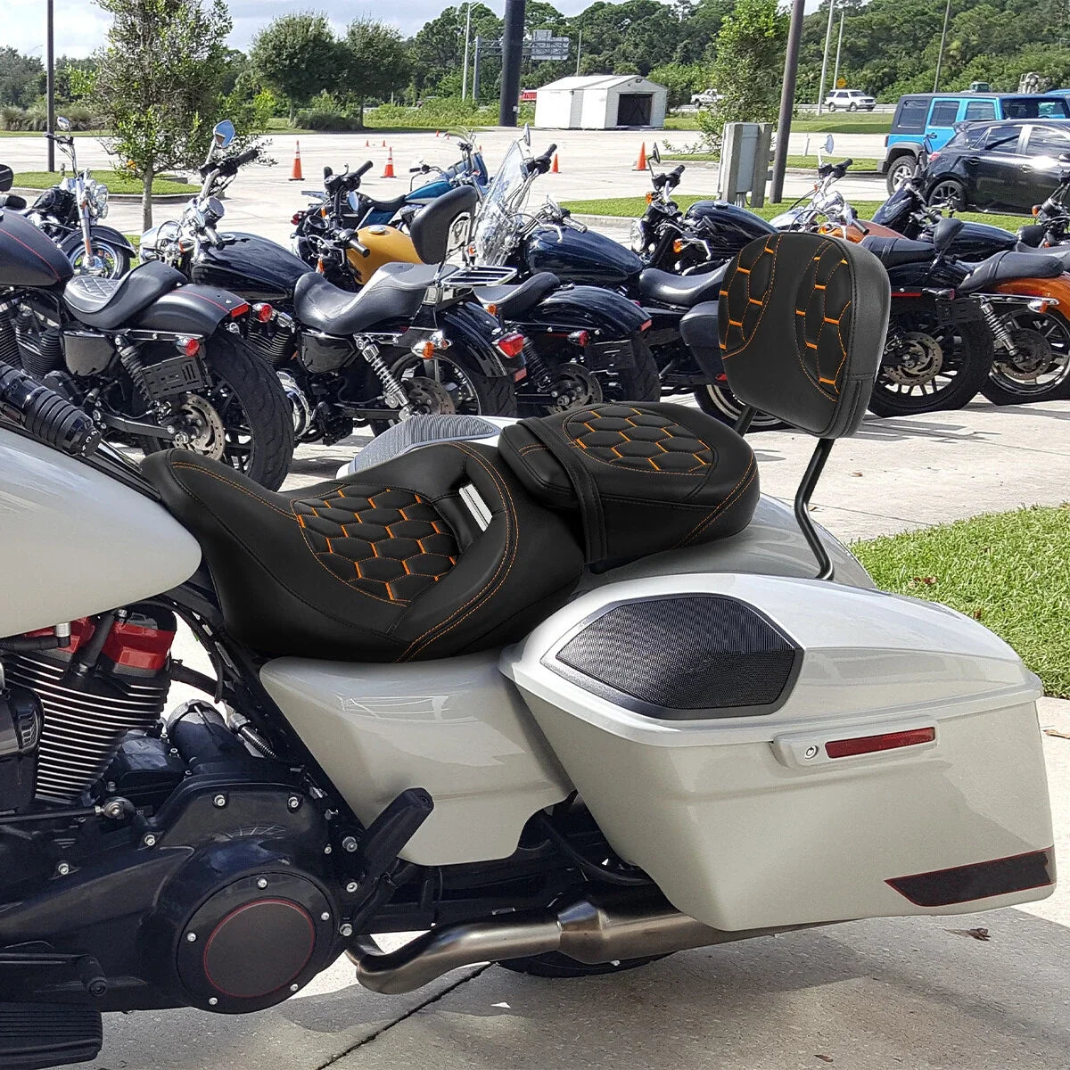 Seat Backrest Pad Set for Harley Street Glide (2009–2023) - Black Orange