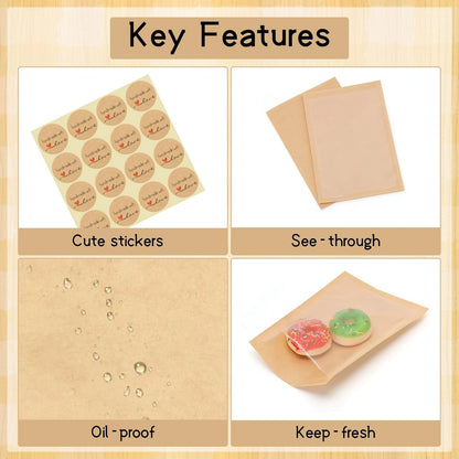 120 Pack Self-Sealing Cookie Bags 5.1x7.5 Inch Brown