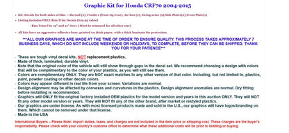 Graphic Stickers for Honda CRF70 (2004–2015)