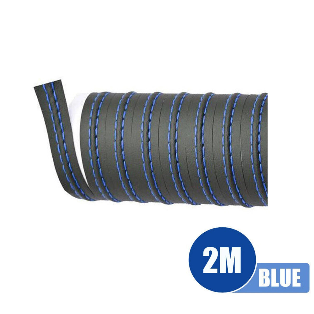 2Pcs Blue 2M PU Leather Dashboard Trim for Car Decor
