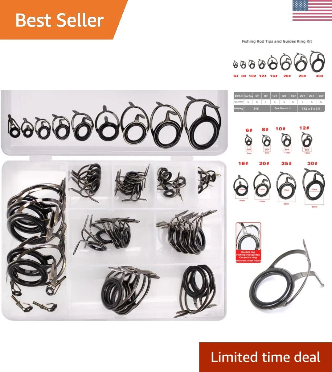 Fishing Rod Maintenance Kit with 45 Stainless Steel Tips & Guides