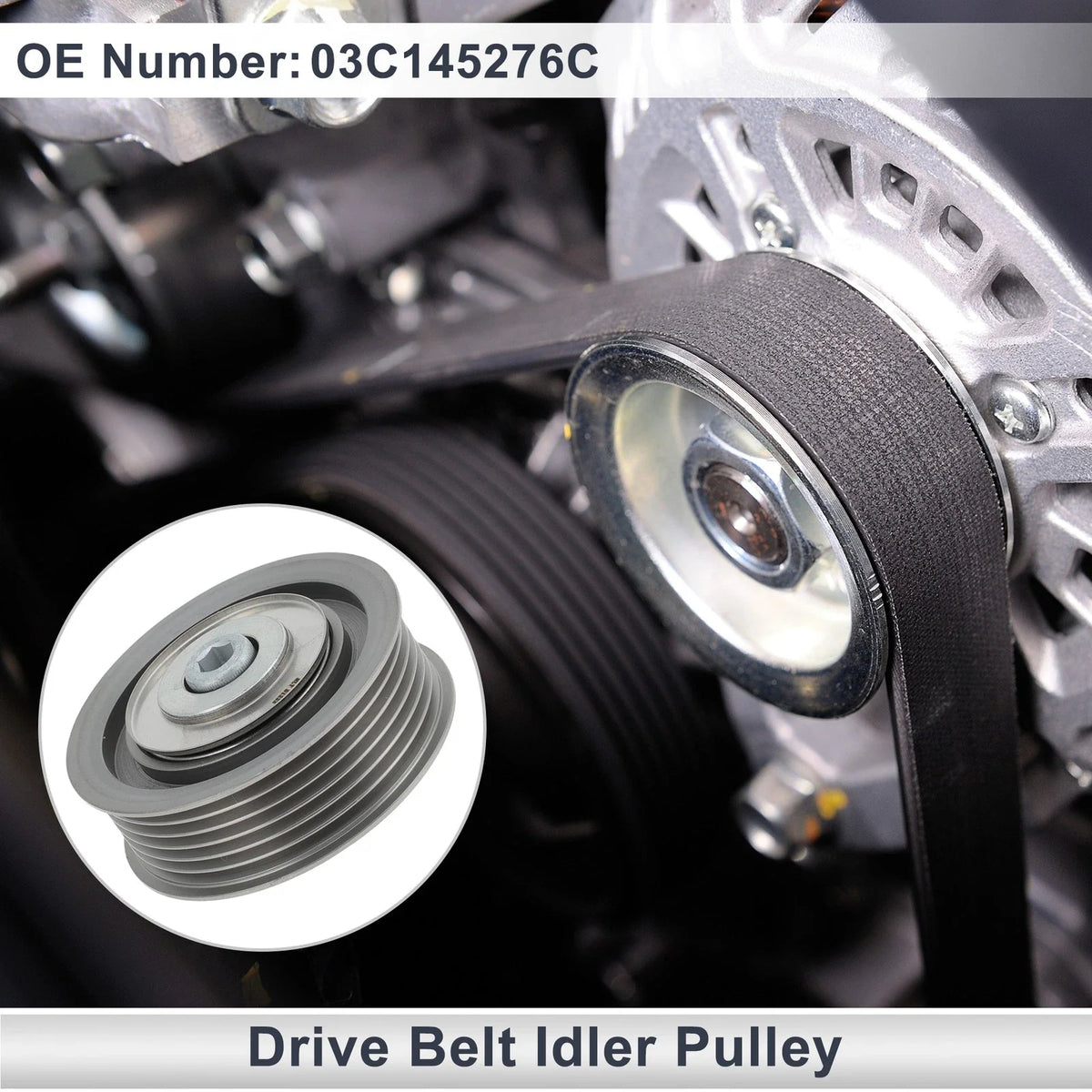 Drive Belt Idler Pulley for Volkswagen Golf (2008–2013) No. 03C145276C Black