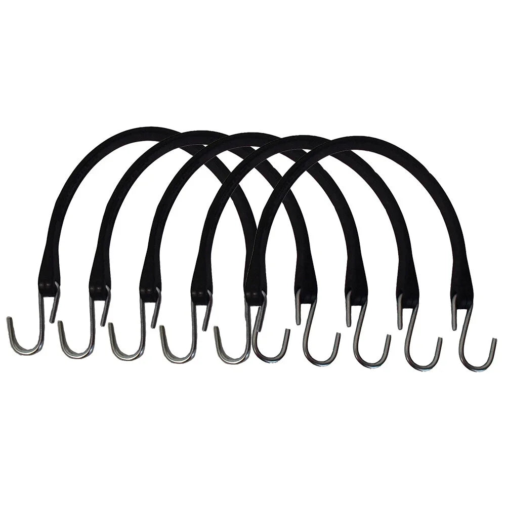 5-Pack 15" Rubber Bungee Cords for Tarp Straps with Hooks