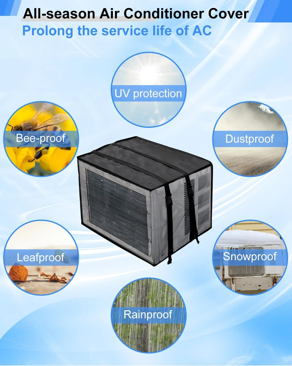 Mesh Window AC Cover for U-Shape Air Conditioner Outdoor Unit