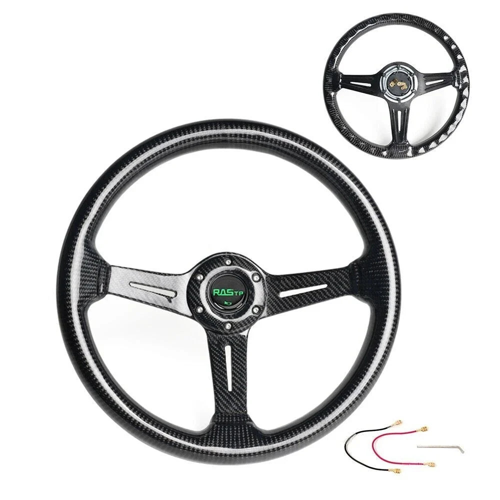 6 Bolt 14 Inch Carbon Fiber Racing Steering Wheel Deep Dish