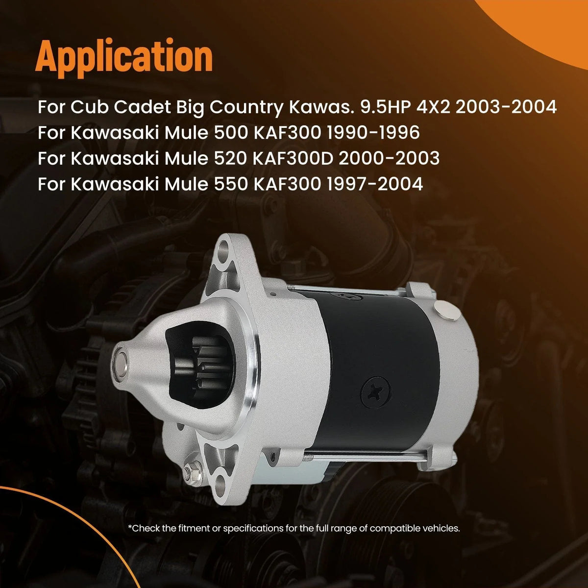 Starter Motor for Kawasaki Mule 500/520/550 (1990–2004) CW 12V 9 Teeth