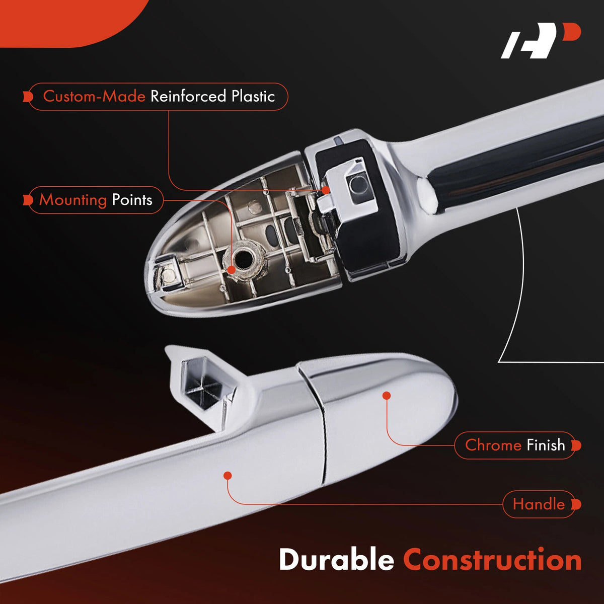 Rear Left Chrome Exterior Door Handle for Kia Spectra (2004–2009) - 83650-2F011, 83670-2F000, 83581