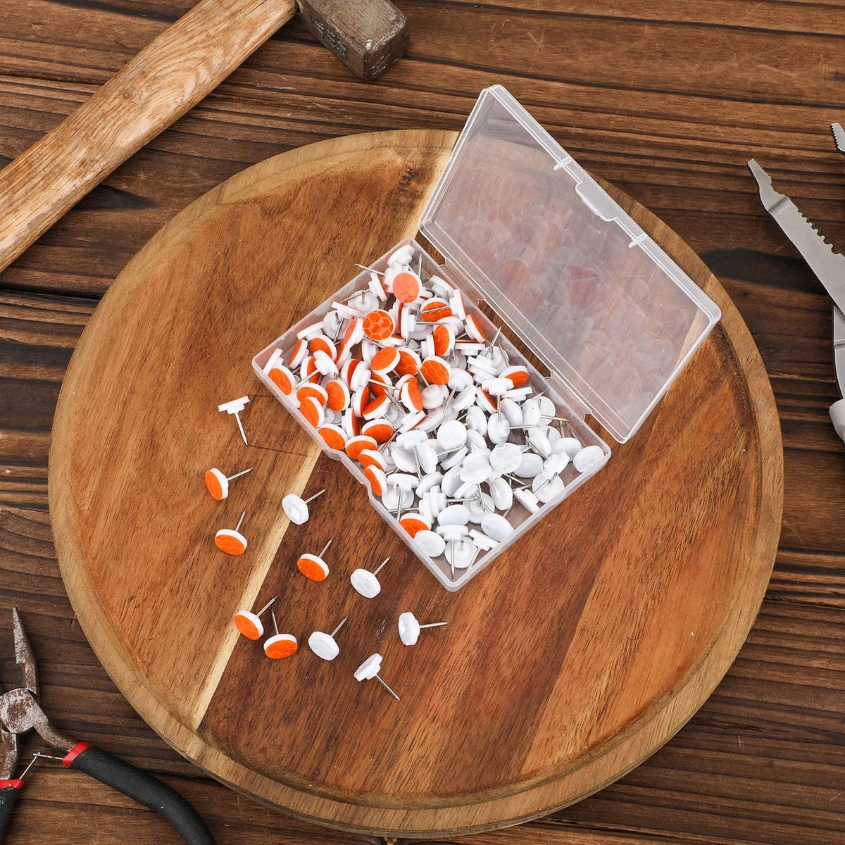 100pcs Reflective Tacks for Trail Marking (Medium, Orange & Silver)