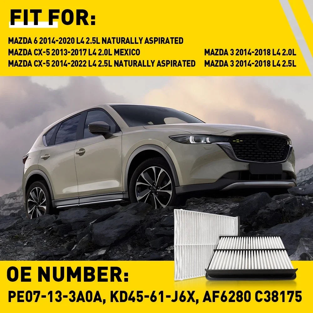 Engine & Cabin Air Filter Combo Set for Mazda 3, 6, CX-5 (2014–2023)