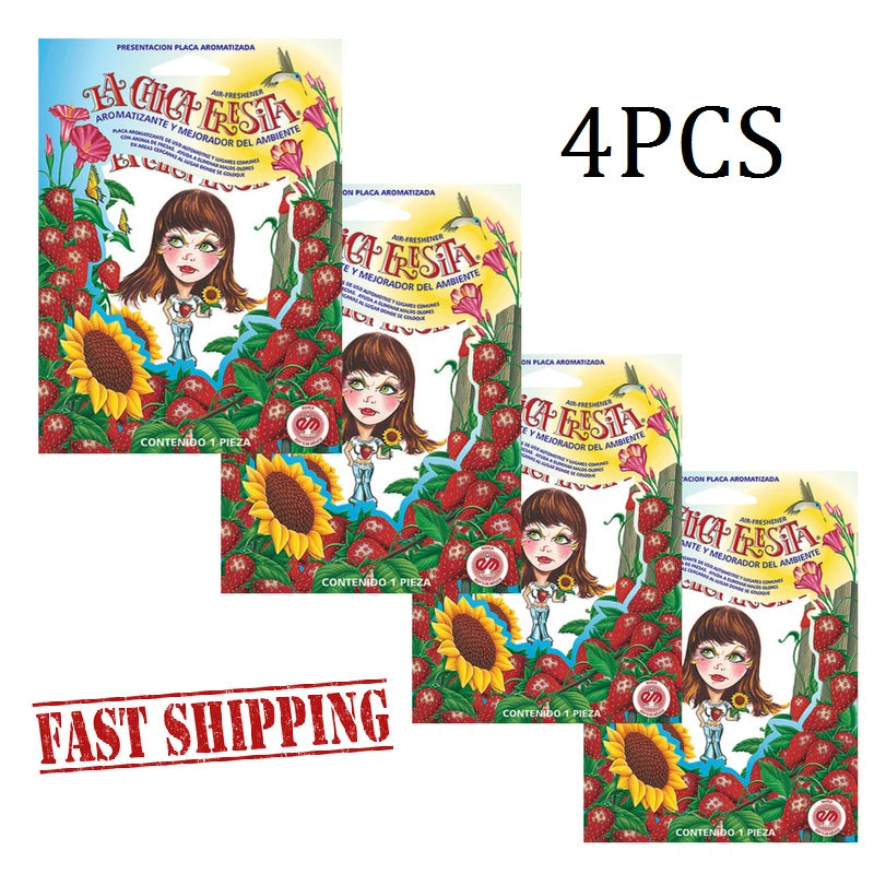Set of 4 Car Air Fresheners for Universal Use (Strawberry Scent)