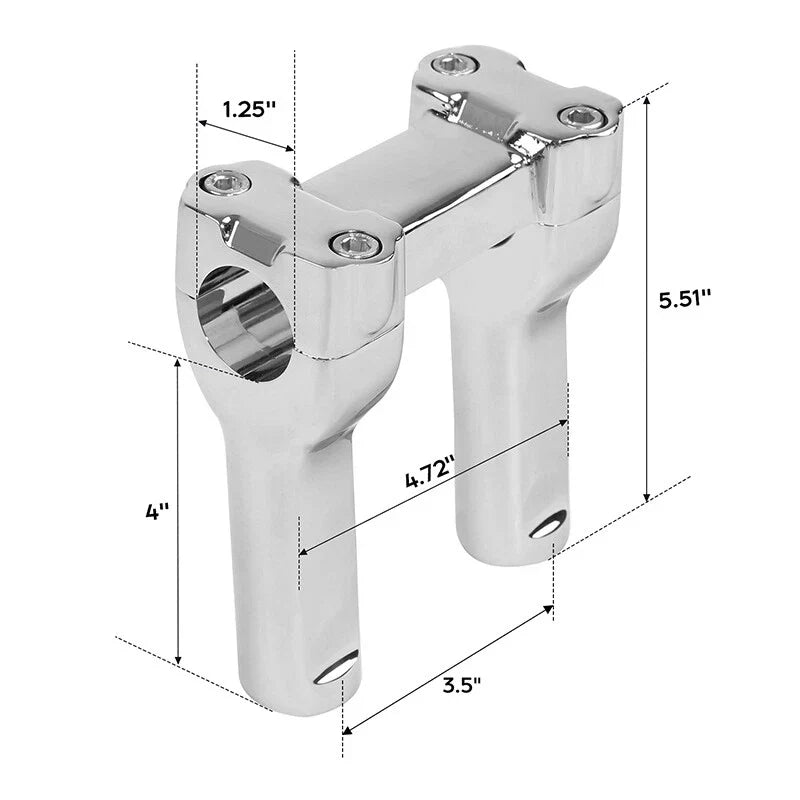 4" Handlebar Riser for Harley Dyna Low Rider, Street Bob, Softail