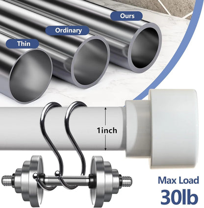 Set of 2 White Curtain Rods for Windows 48 to 84 Inches Heavy Duty