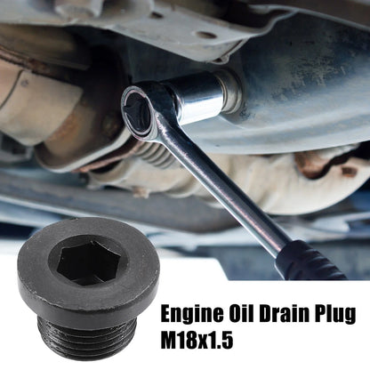 M18x1.5 Engine Oil Drain Plug Screw with Gasket for BMW Mazda Black