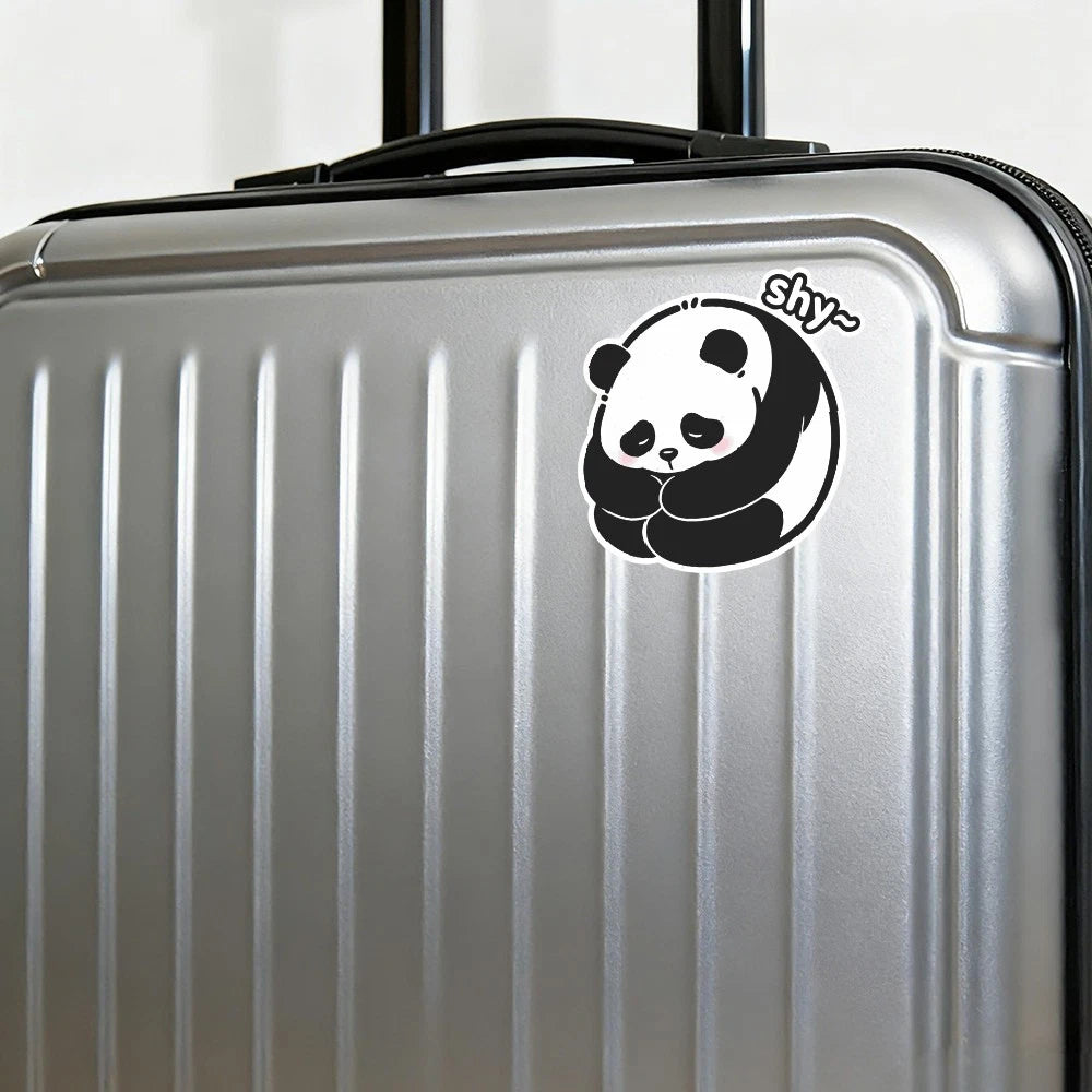 Vinyl Sticker Panda Shy Cute for Car Window, Laptop, Bottle, Tumbler, Skateboard