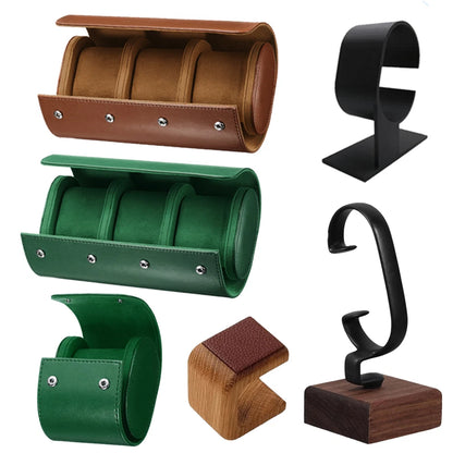 Single Watch Display Stand for Men - Black Plastic Holder