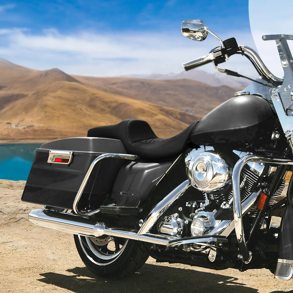 Black Rider Driver Passenger Seat for Harley Electra Road King Glide (2009–2023)