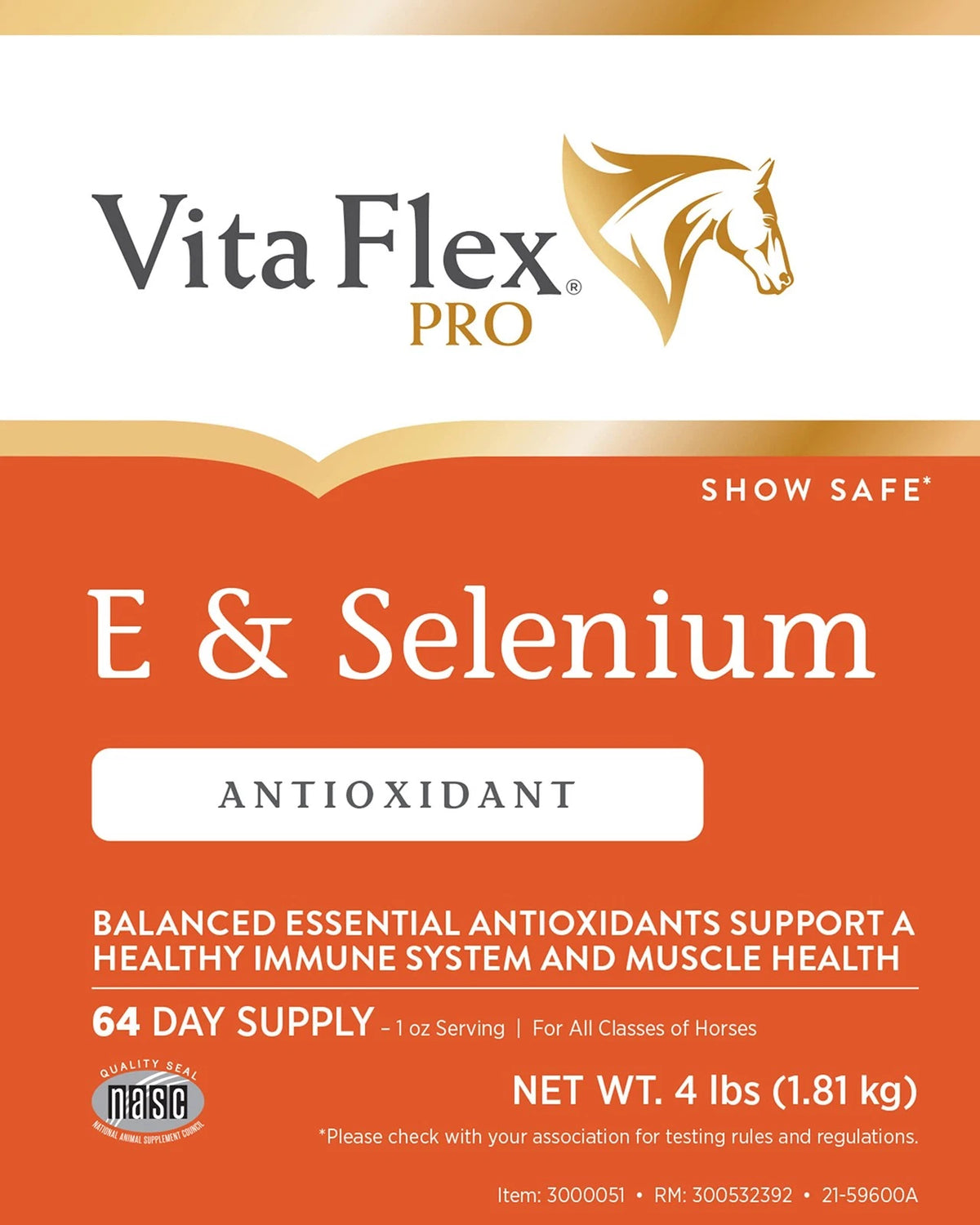 Vita Flex Pro E & Selenium Supplement for Horses (64 Day Supply, 4 lb)