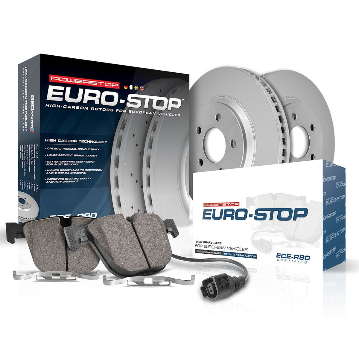 Set of 2 Powerstop Brake Disc and Pad Kits for BMW 525i 528 (2000–2006)