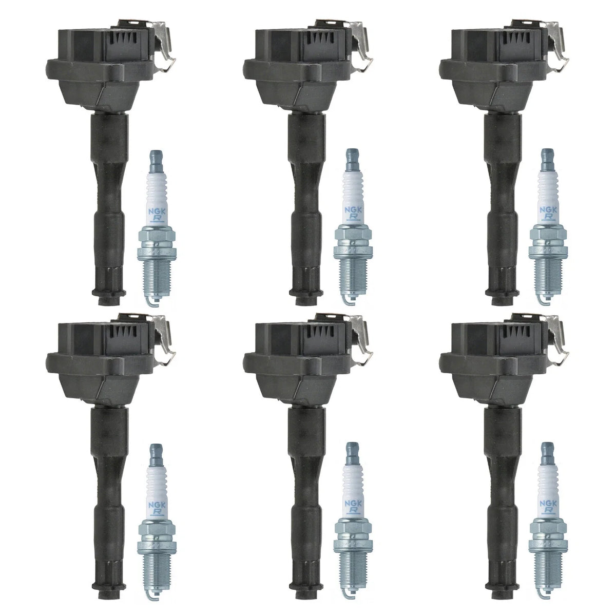 Set of 6 Ignition Coils & NGK V-Power Spark Plugs for Audi A4 A6, BMW 320i 530i, Volvo S80