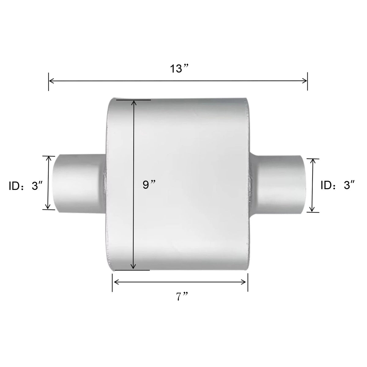 Set of 2 Universal 3" Inlet Outlet Single Chamber Muffler Deep Sound