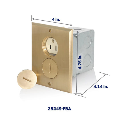 15 Amp Self Grounding Duplex Outlet for Leviton (Commercial Grade, Ivory/Brass)