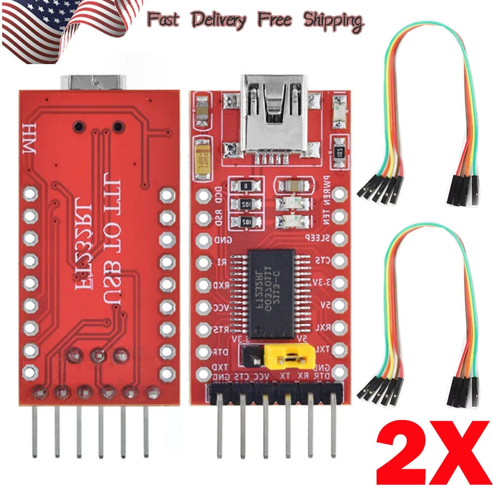 Set of 2 FT232RL USB to TTL Serial Adapter Module Mini Port
