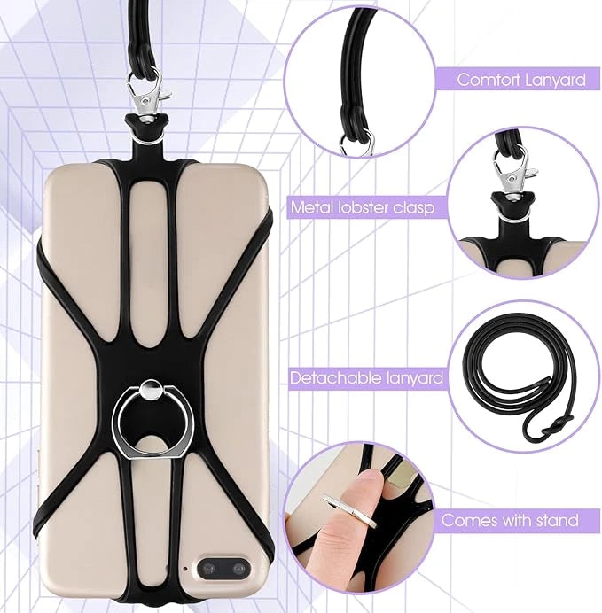 2X Silicone Cell Phone Strap Lanyard Necklace Cord Holder