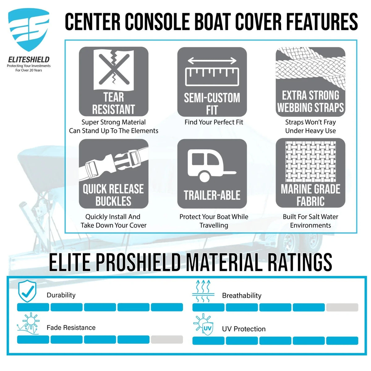 Boat Storage Cover for Chaparral Signature 260 (I/O, Trailerable)