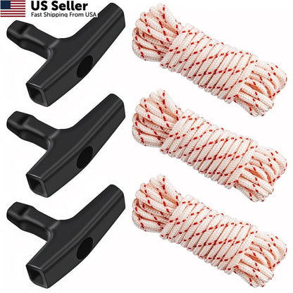 3-Pack 10ft Pull Cord Rope 3.5mm with Handle for Lawn Mower Generator Chainsaw