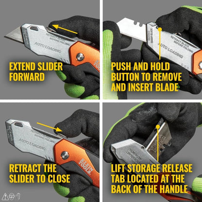 Utility Knife for Klein Tools (Auto-Loading, Heavy Duty, Orange/Black)