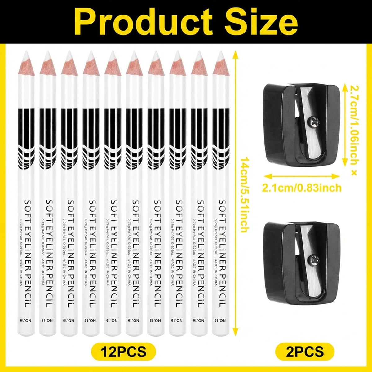 12Pcs White Barber Pencil Set for Barbering Tools (14cm x 2.1cm)