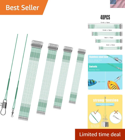 Set of 4 Stainless Steel Fishing Leaders for All Fish Types