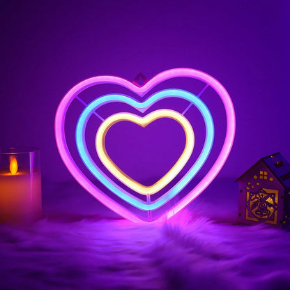 Pink Heart Neon Sign LED Wall Light