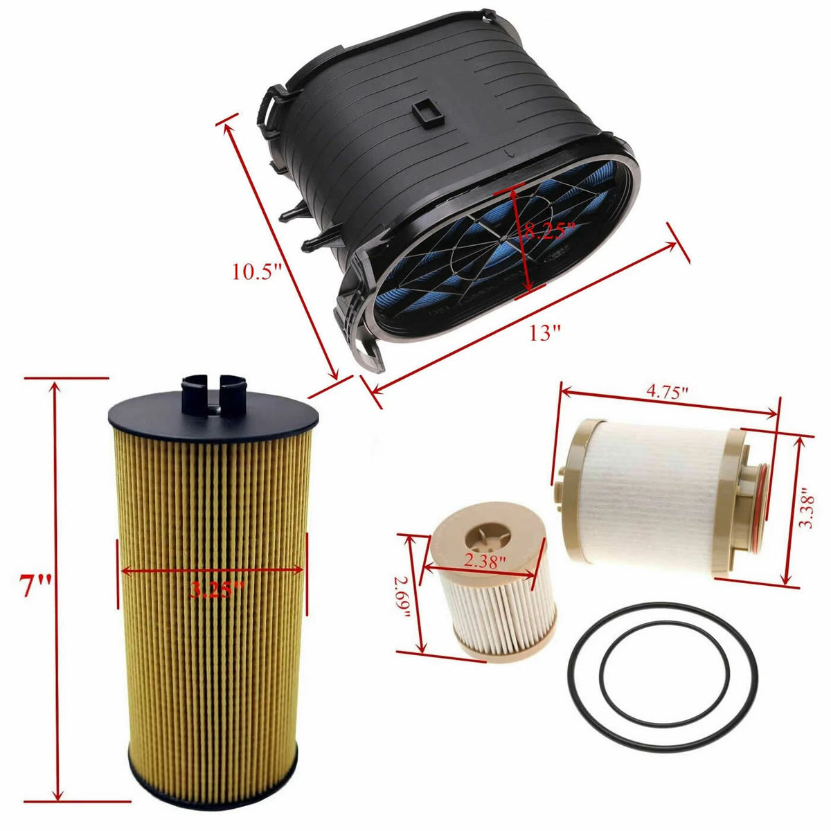 Replacement Air, Fuel, Oil Filter Kit for Ford 6.0L (2003–2007) FL-2016, FD-4616, FA-1778