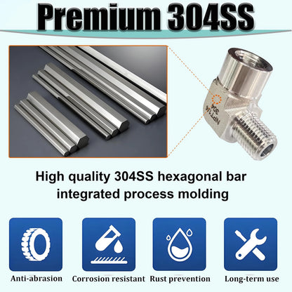 2X 90 Degree Street Elbow for 1/4" MNPT x FNPT 304 Stainless Steel