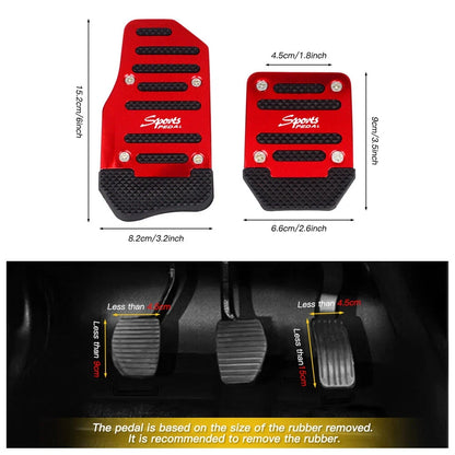 Set of 2 Red Non-Slip Manual Transmission Brake Pedal Pads for Car