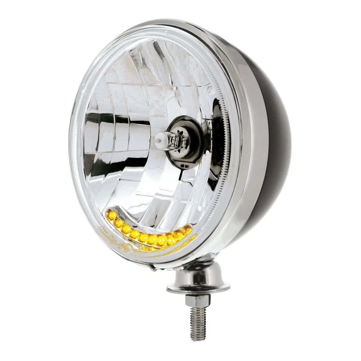 7 Inch Halogen Headlights Replacement for Dietz Style Chrome Amber LED for Jeep Wrangler (2007–2018)
