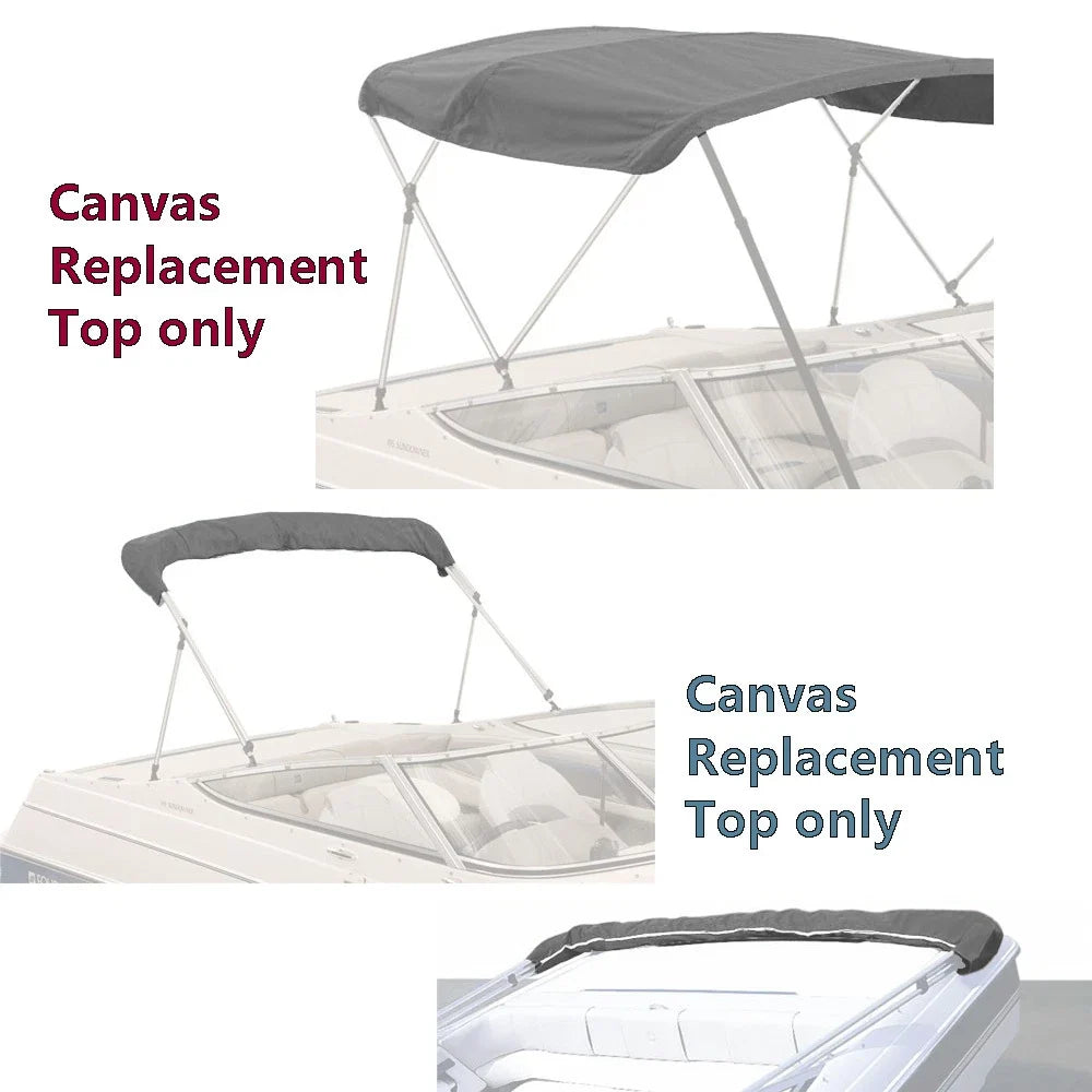 Bimini Top Boat Cover for 3 Bow (72"L x 36"H x 54"-60"W) Gray Canvas
