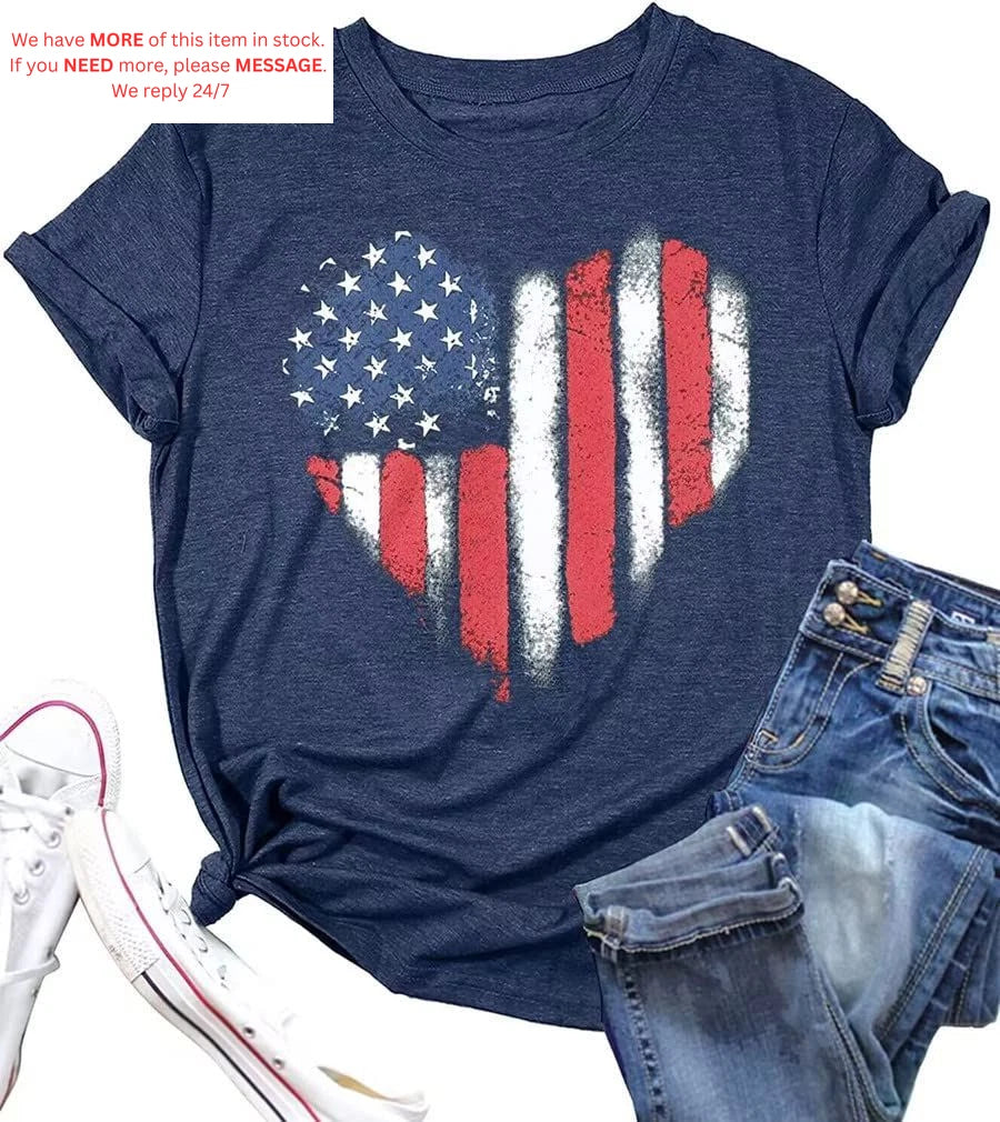 4th of July Patriotic T-Shirts for Women (X-Large)