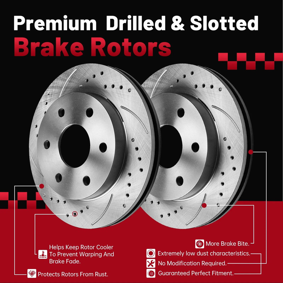 Front Disc Brake Rotors & Ceramic Pads for Chevy Trailblazer (2006–2009) GMC Envoy