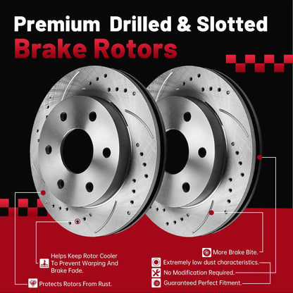 Front Disc Brake Rotors & Ceramic Pads for Chevy Trailblazer (2006–2009) GMC Envoy