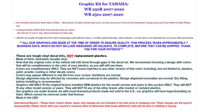 Graphic Stickers +NP/RIM Decals for Yamaha WR250 R/X (2007–2020)