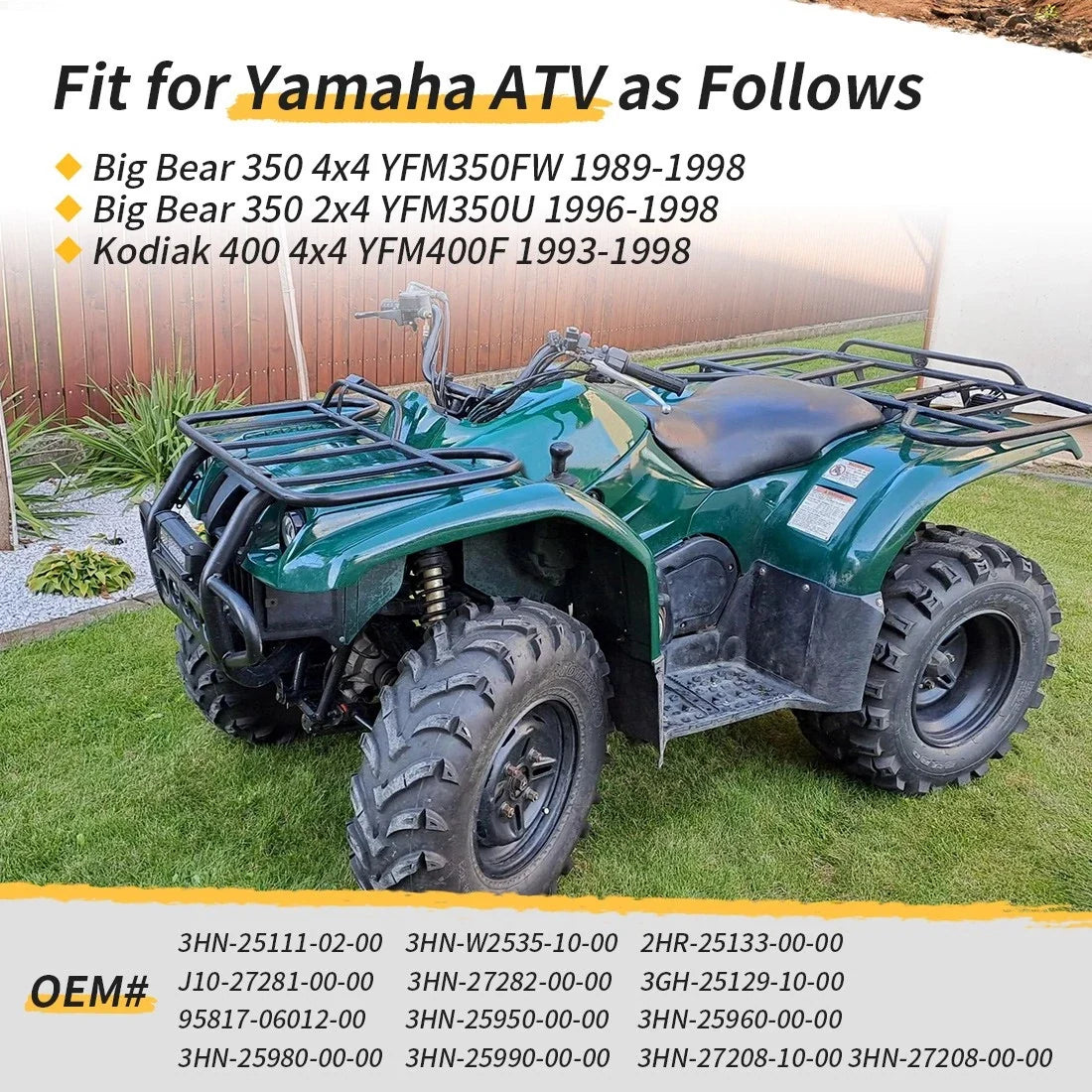 Front Brake Drum Plate Cover Shoes Cylinder Kit for Yamaha Kodiak 400 (1993–1998)