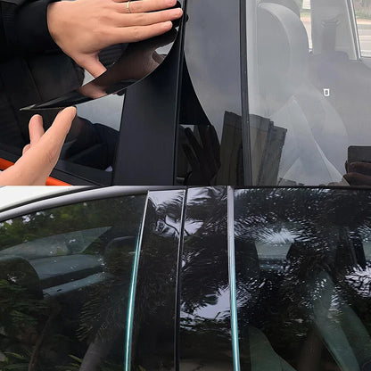 Set of 6 Black Glossy Pillar Post Door Trim Covers for Genesis G80 (2015–2022)