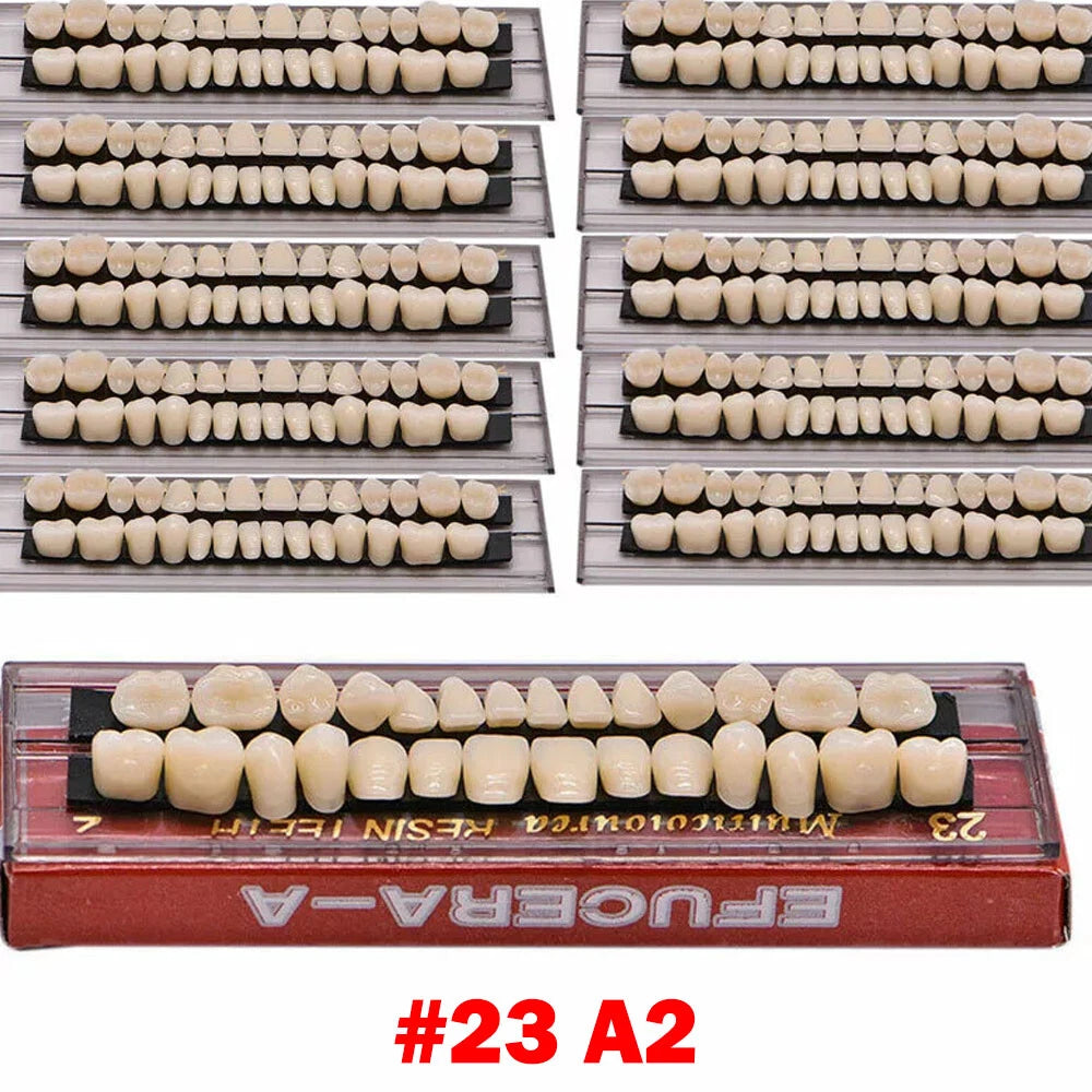 Full Set of Dental Acrylic Resin Dentures Shade A2A3 Upper Lower