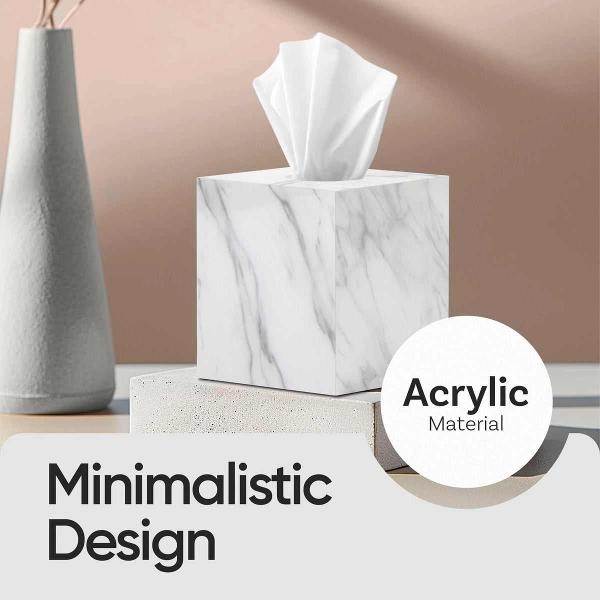 Tissue Box Cover Holder for Square Marble Design
