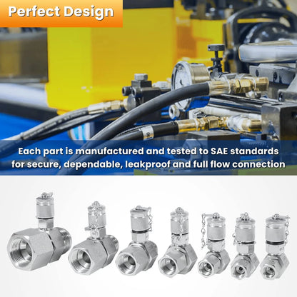 7 Pack JIC37 Hydraulic Tester Tee Connector Coupling for Excavator