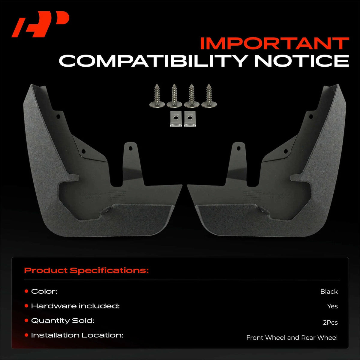 2X Front Mud Flaps Splash Guards for Chevy Suburban Tahoe (2021–2023)