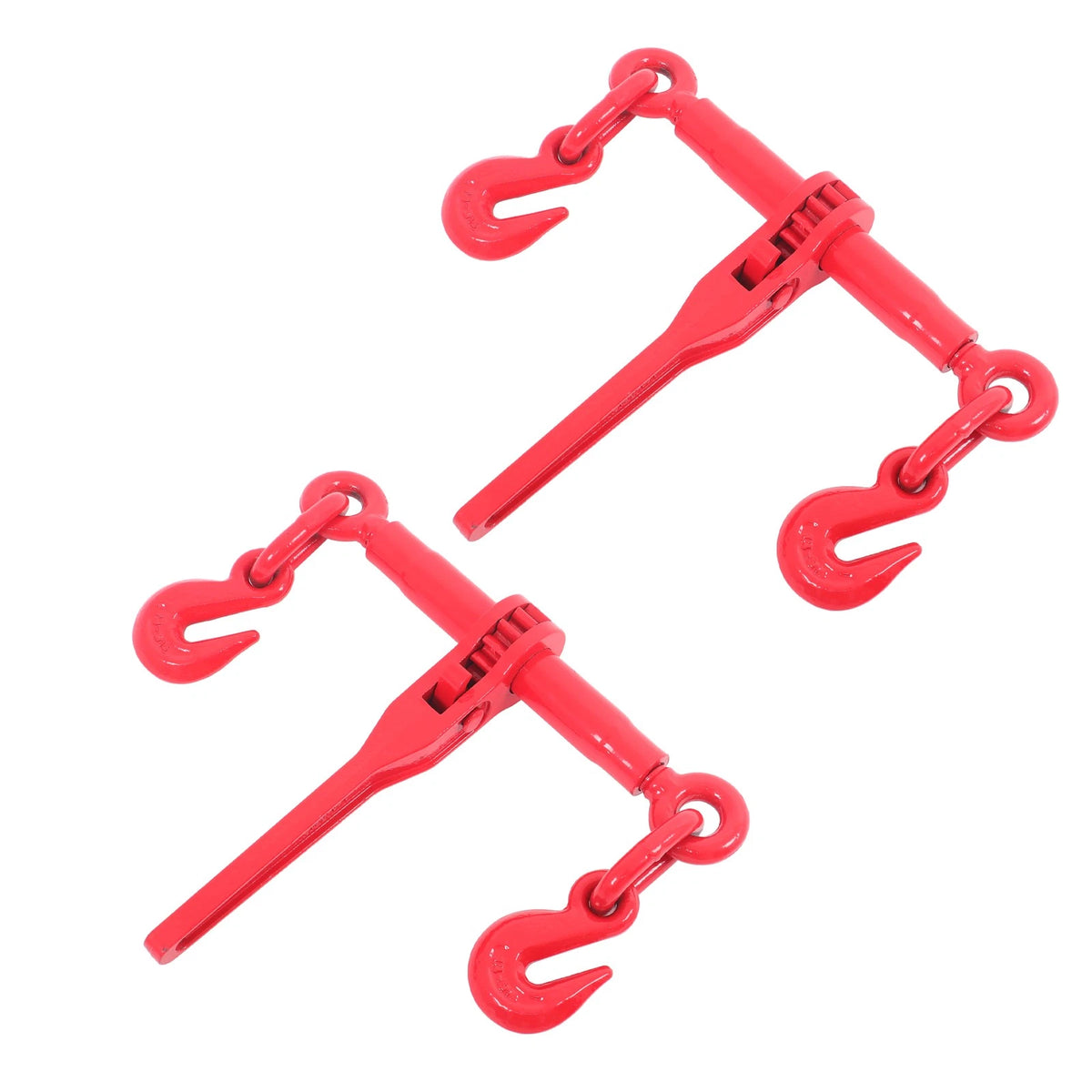 Set of 2 G70 Adjustable Chain Binders with Grab Hook 7800lbs 1/4in-5/16in Steel Red
