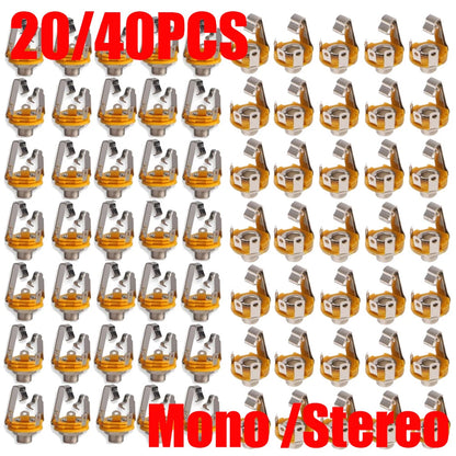 Set of 20 Mono/Stereo 1/4" 6.35mm Socket Jack Connectors for Guitar
